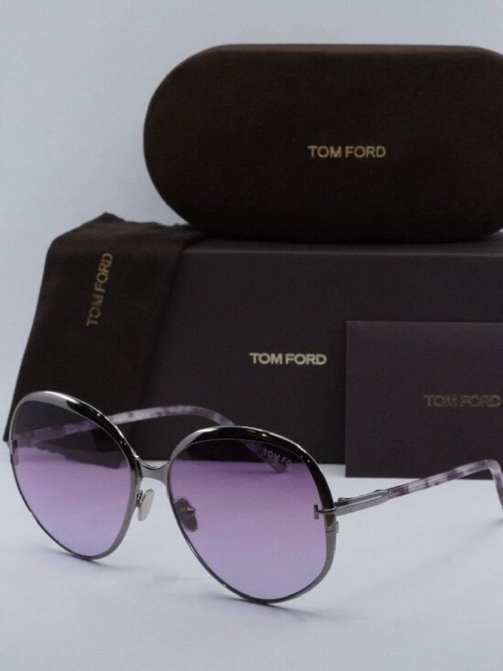 Tom Ford Yvette FT0913 14Z Round Sunglasses - Ruthenium / Violet Gradient